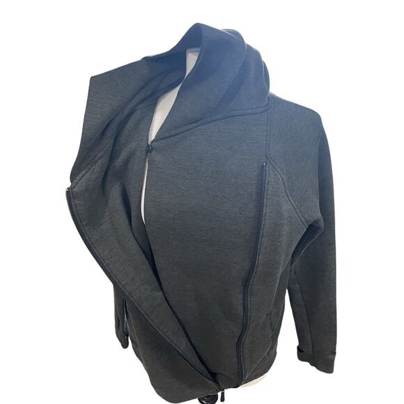 Nike Womens Medium Dark Green Off-Center Full Zip Hoodie Jacket 684928-325 - Picture 3 of 12